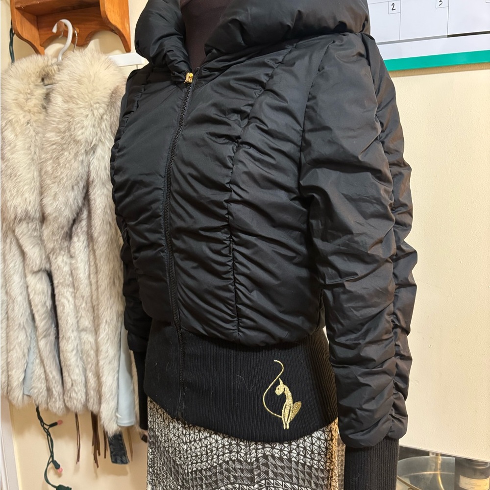 Baby Phat Elegant Black Puffer with Gold Accent